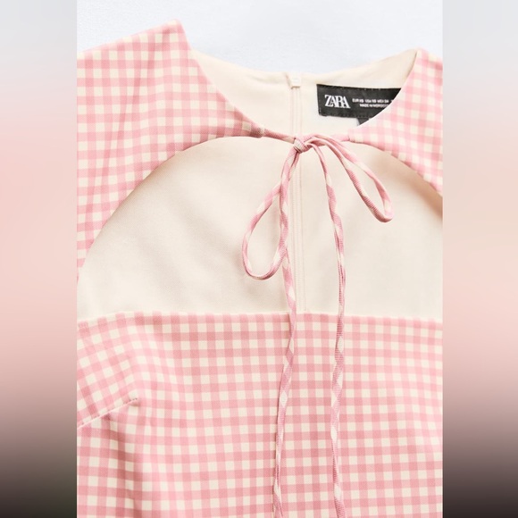 ZARA TIED GINGHAM DRESS - Picture 6 of 8